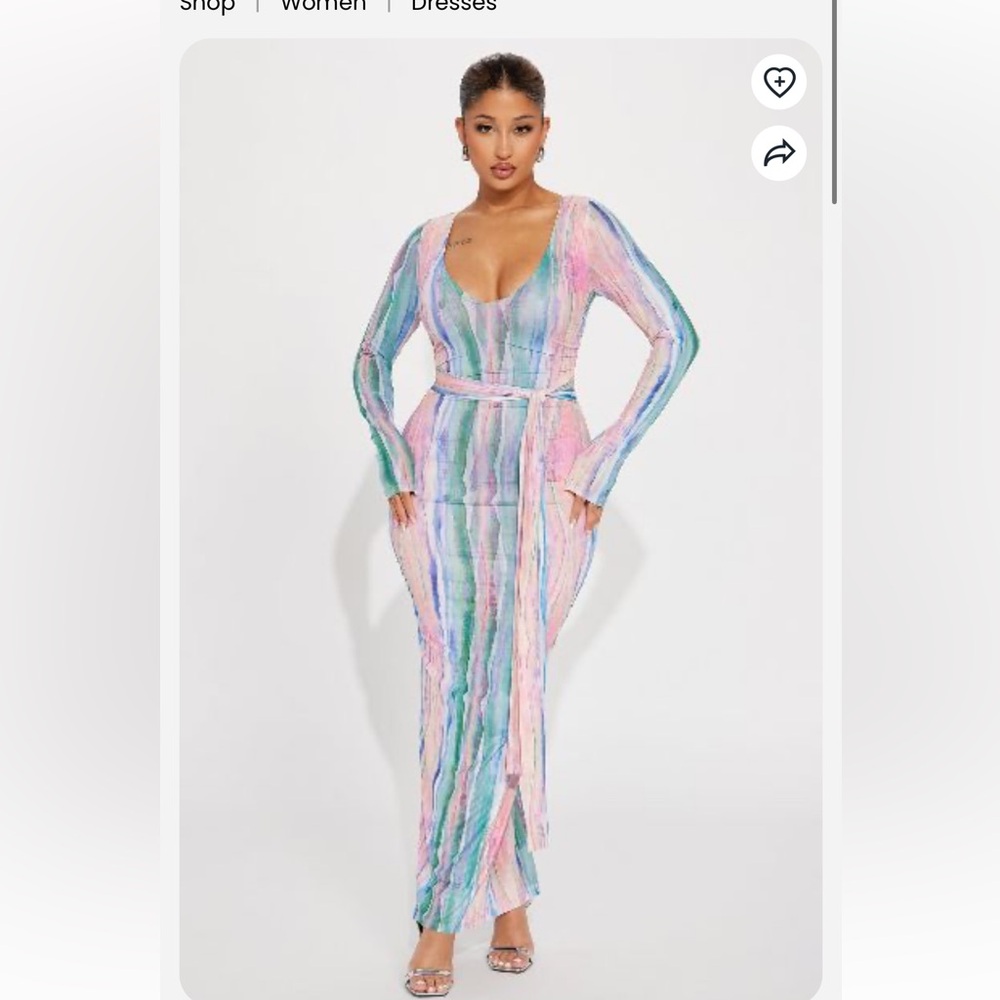 Multicolor Striped Maxi Dress -2X